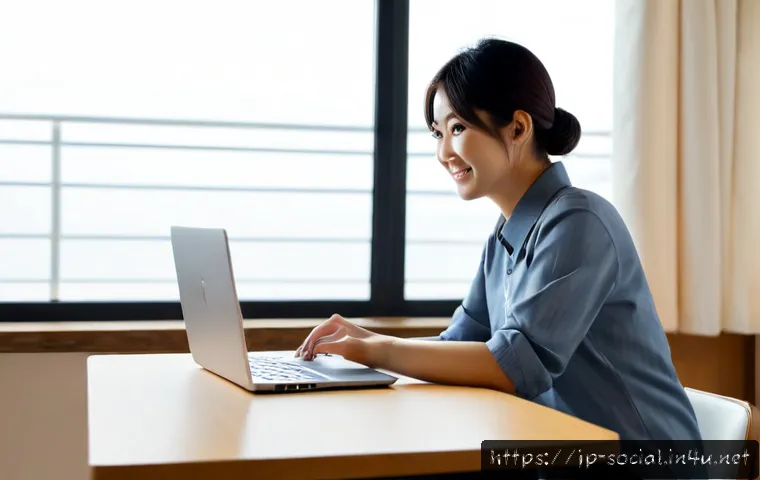 소셜미디어마케팅에서 AI 챗봇 활용법 - Photorealistic Japanese small-business owner at a clean modern desk, using a laptop and smartphone t...